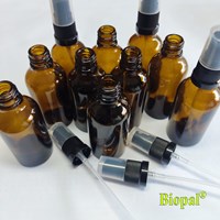 10 x 50ml Braunglasflasche Flaschen mit Sprüheinsatz Medizin DIN 18